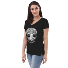 Load image into Gallery viewer, Women’s recycled v-neck t-shirt with Maui Banyan Tree