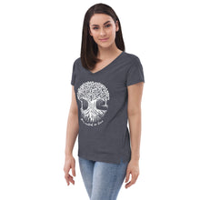 Load image into Gallery viewer, Women’s recycled v-neck t-shirt with Maui Banyan Tree