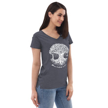 Load image into Gallery viewer, Women’s recycled v-neck t-shirt with Maui Banyan Tree