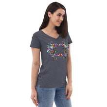 Load image into Gallery viewer, Women’s v-neck t-shirt Rainbow Hummingbirds