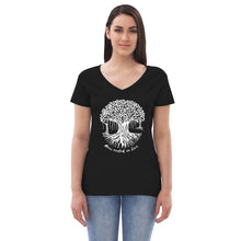 Load image into Gallery viewer, Women’s recycled v-neck t-shirt with Maui Banyan Tree

