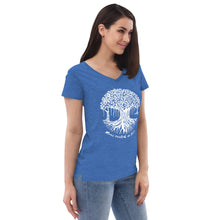 Load image into Gallery viewer, Women’s recycled v-neck t-shirt with Maui Banyan Tree
