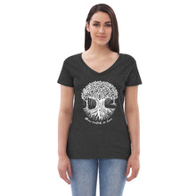 Load image into Gallery viewer, Women’s recycled v-neck t-shirt with Maui Banyan Tree
