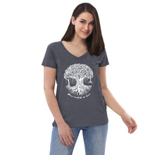 Load image into Gallery viewer, Women’s recycled v-neck t-shirt with Maui Banyan Tree

