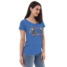 Load image into Gallery viewer, Women’s v-neck t-shirt Rainbow Hummingbirds
