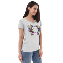 Load image into Gallery viewer, Women’s v-neck t-shirt Rainbow Hummingbirds
